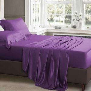 Luxor King Single Purple 1000TC Silk Silky Feel Satin Sheet Set