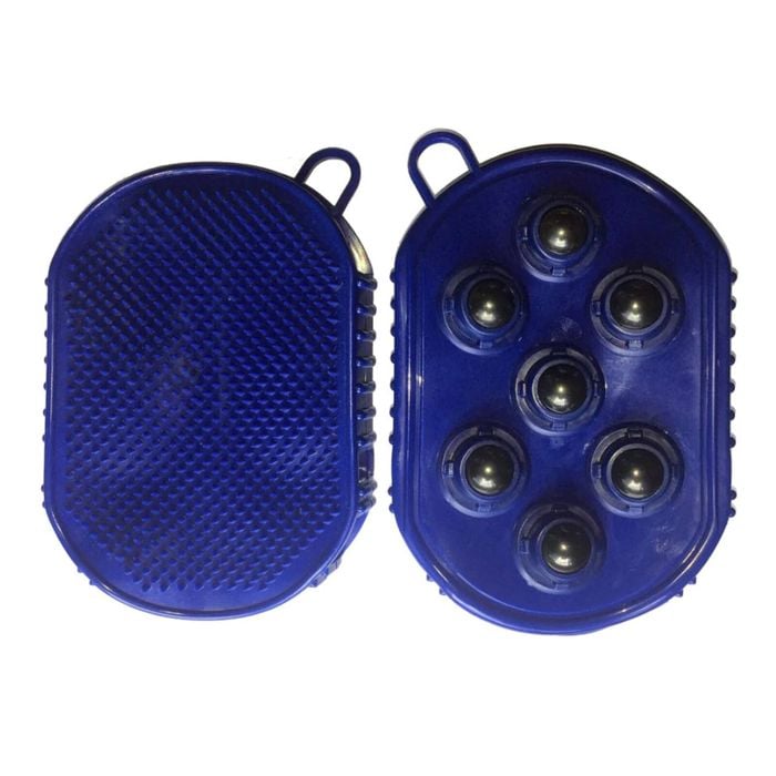 Dr Show Magnetic Massage Hand Glove W/ Bristle Side For Horses Blue