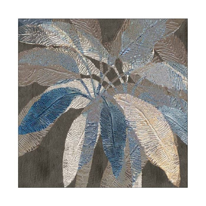 Artey | Golden Blue Palms II - Stretched Canvas - Stretched Canvas - 84 x 84cm