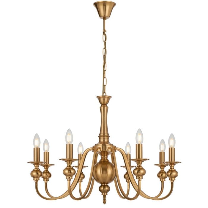 Telbix Siedel Vintage 8-Lights Pendant Hanging Lamp Light Metal Copper Polished