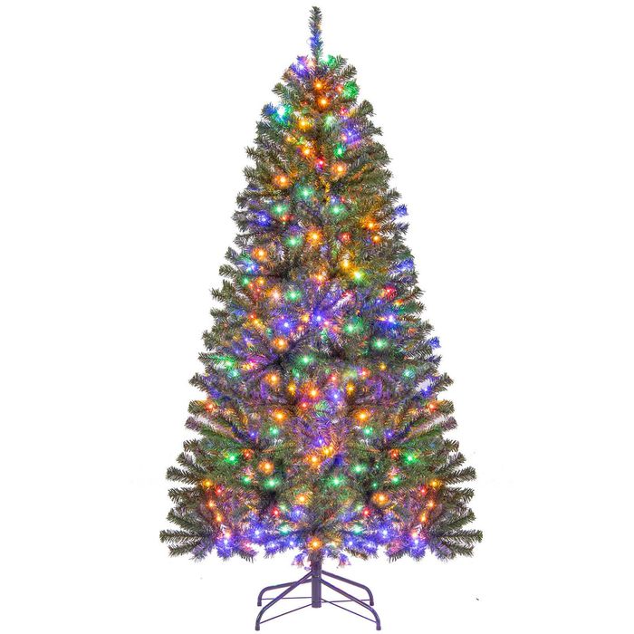 Costway 1.8M Christmas Tree Pre-lit Xmas Decor 500 Multicolored LED Light 635 Tips