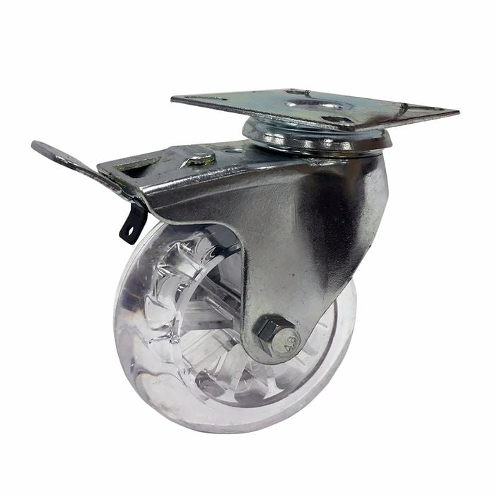 Easyroll 100mm 125kg Load Transparent Swivel Plate And Brake Castor
