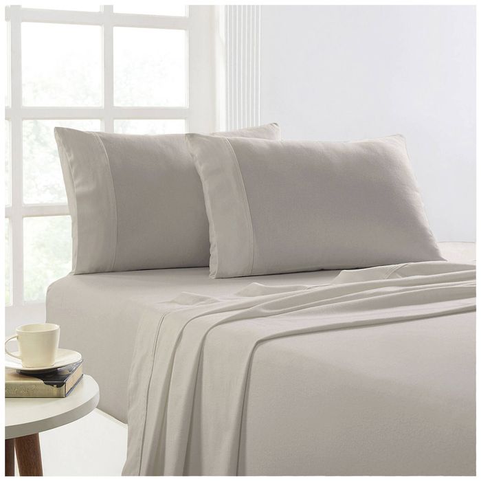 Park Avenue King Bed Flannelette Fitted Sheet Set 175GSM Egyptian Cotton Sand