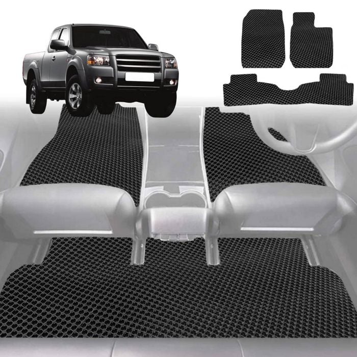6D Diamond Car Floor Mats for Ford Ranger 2006-2011-Full Set-Black-Outback GT