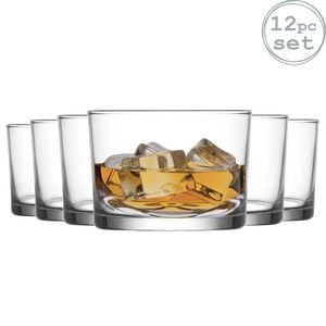 Lav Bodega 240ml Whisky Glasses - Set Of 12 Classic Tumbler Glasses Whisky, Scotch, Bourbon & Cocktails Lowball Glass Cups