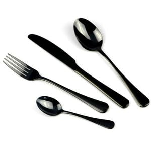 Salesbay Cutlery Set 16 Piece Stainless Steel Knife Fork Spoon Black