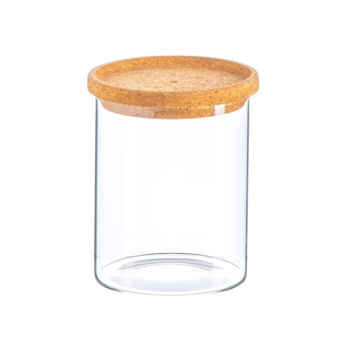 Argon Tableware Glass Storage Jar - Gold Lid - 750ml - Modern Round Scandi Organisation Container Glass Jar
