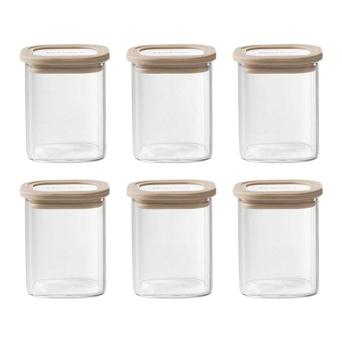 Ecology Store Set Of 6 Square Spice Jars