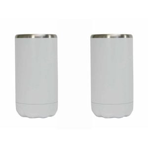 2pk Annabel Trends 14.5cm Stainless Steel Can Cooler Skinny - White