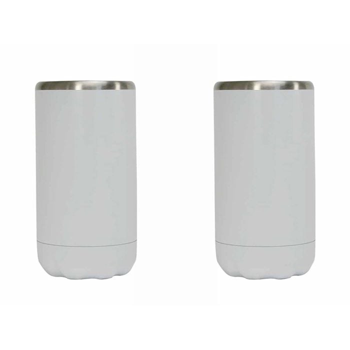 2pk Annabel Trends 14.5cm Stainless Steel Can Cooler Skinny - White