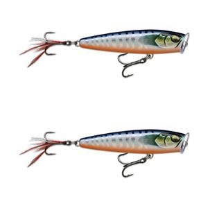 2x Rapala 9.5cm Skitter Pop Elite Topwater Fishing Lures - Gilded Hot Wahoo UV