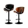 Oikiture 2x Bar Stools Kitchen Stool Swivel Chair Wooden Leather Gas Lift