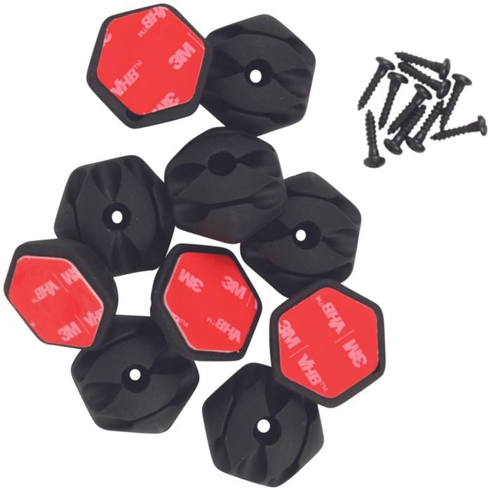 Klein Tools Self-Adhesive Cable Mounting Clips 3-Slot - 10-Pack