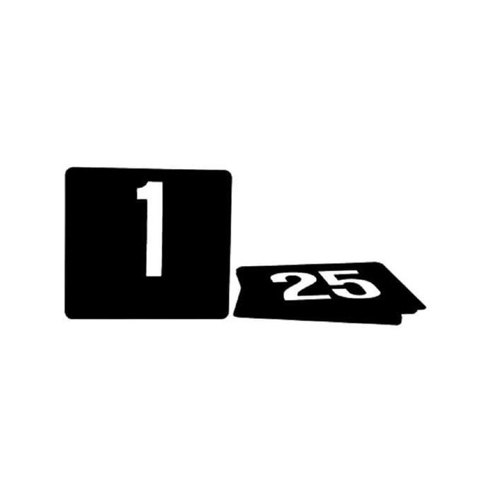 Trenton Table Numbers - Silver Numbers On Black - 1-25