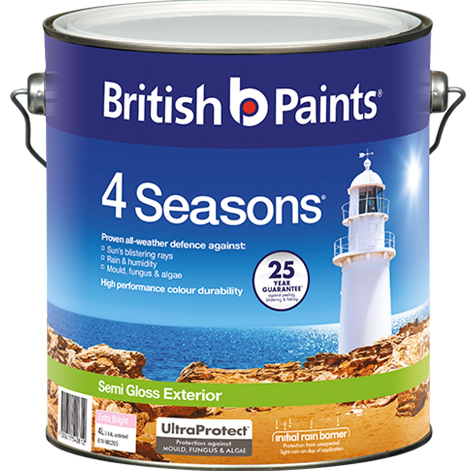 British Paints 4L 4 Seasons Semi Gloss Extra Bright Exterior Paint product image