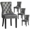 ALFORDSON Set of 4 Dining Chair Kitchen Lounge Retro Button Tufted Wooden Velvet Grey