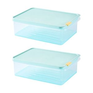 2PK LocknLock Freezer Fit Food Storage Container Microwave Safe 3.5L Blue Lid
