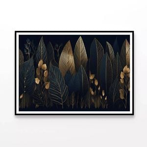 Elegant Black and Gold Leaf  Print 100% Australian Made 120x90cm  (Poster)