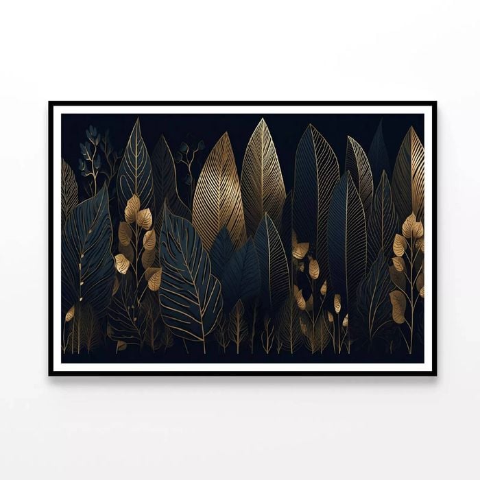 Elegant Black and Gold Leaf  Print 100% Australian Made 120x90cm  (Poster)