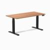 Desky Dual Sit To Stand Prime Oak Melamine Desk 150x75cm Matte Black Height Adjustable Legs