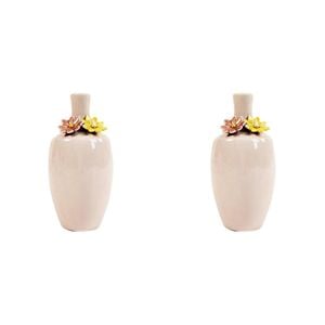 2x Urban Daphne 17cm Ceramic Flower Vase Home Decorative Pot - Pink