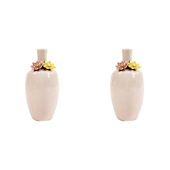 2x Urban Daphne 17cm Ceramic Flower Vase Home Decorative Pot - Pink
