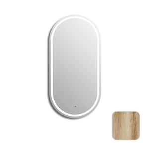 Attica Nobu 900mm Natural Oak Oval LED Shaving Cabinet with Powerpoint
