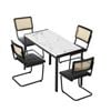 Oikiture 120cm Rectangle Dining Table with 4PCS Dining Chairs Leather Black