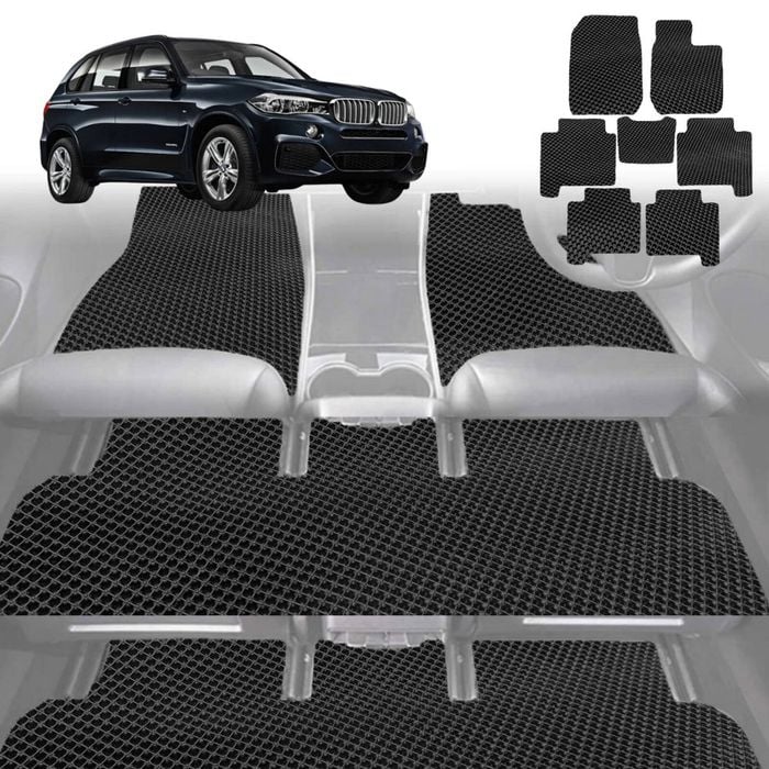 6D Diamond Car Floor Mats for BMW X5 2007-2013-Full Set-Black-Outback GT
