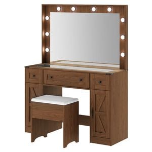 Levede Dressing Table Led Mirror Stool Set Vanity Desk 3 Drawer
