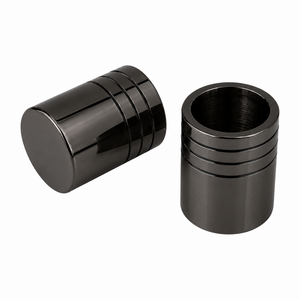 Pillar 25mm Gun Metal Grey Curtain Rod Finial Barrel - 2 Pack