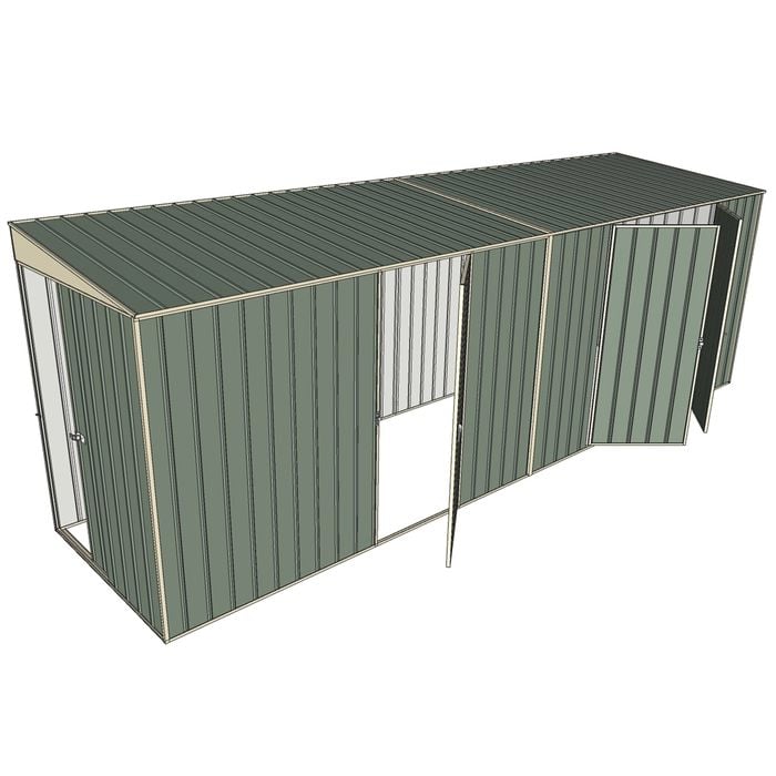 Build-a-Shed 1.5 x 6 x 2m Sliding Door Tunnel Shed With 3 Hinged Side Doors - Green