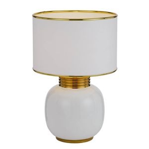 Telbix Davila Modern Table Desk Lamp Light Fabric Ceramic White Gold Gloss