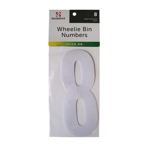 Sandleford 175mm White Self Adhesive Wheelie Bin Number 8