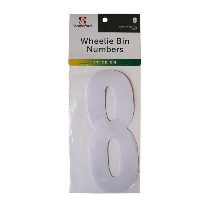 Sandleford 175mm White Self Adhesive Wheelie Bin Number 8