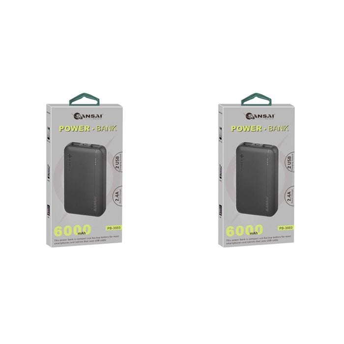 2PK Sansai Power Bank 6000mAh 22.5W w/ Kickstand 11x7 cm Assorted