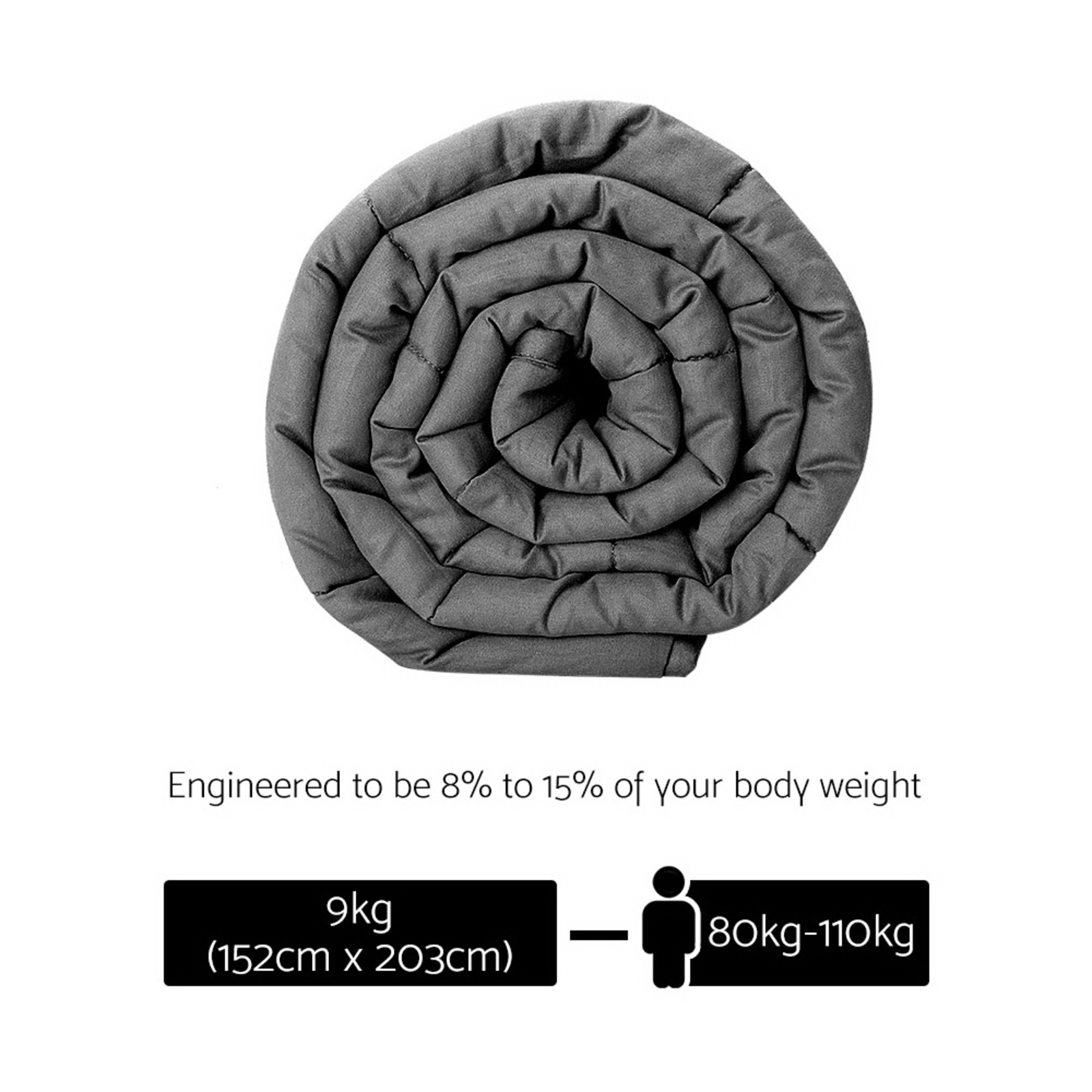 Giselle Bedding 9KG Adult Charcoal Microfibre Heavy Gravity Weighted Blanket Bunnings Australia