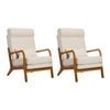 Oikiture Set of 2 Armchair Linen Fabric Lounge Chair with Lumbar Pillow