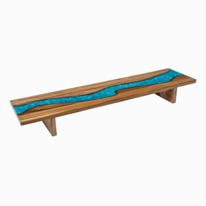 Desky Minimal Monitor Stand - Teak Blue River
