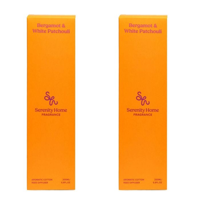 2PK Serenity Bergamot & White Patchouli Scent Home Fragrance Reed Diffuser 200mL
