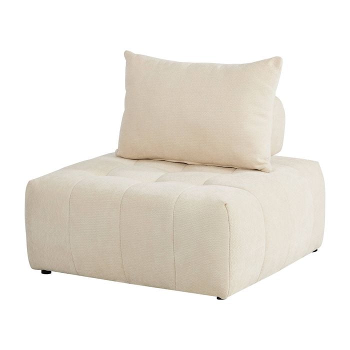 Oikiture Chenille Modular Sofa Floor Lounge Chair W/pillow Tofu Armless Beige