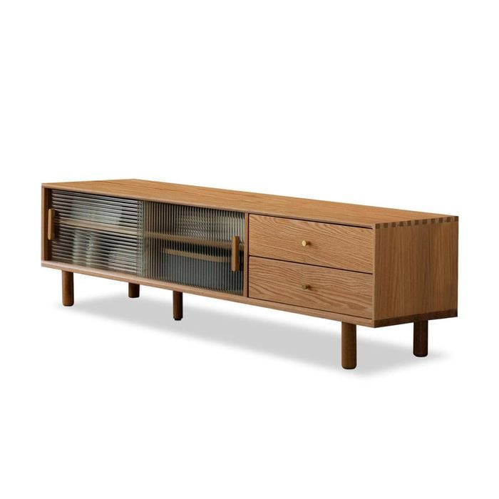 MIUZ TV Cabinet Entertainment Unit Stand Storage Drawers Lowline Furniture Oak
