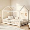 Oikiture Kids House Wooden Bed Frame Double White