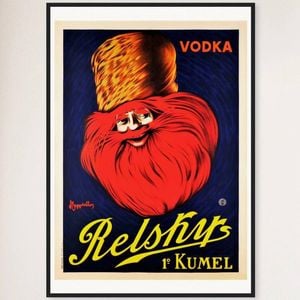 Galrie Authentic Vodka Relshirs Kumel Vintage Advertising Poster for Home Decor, Black Frame, A1 60 x 84cm (23 x 33inch)