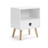 Stella Bedside Unit Side Table Nightstand 1 drawer shelf white