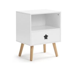 Stella Bedside Unit Side Table Nightstand 1 drawer shelf white