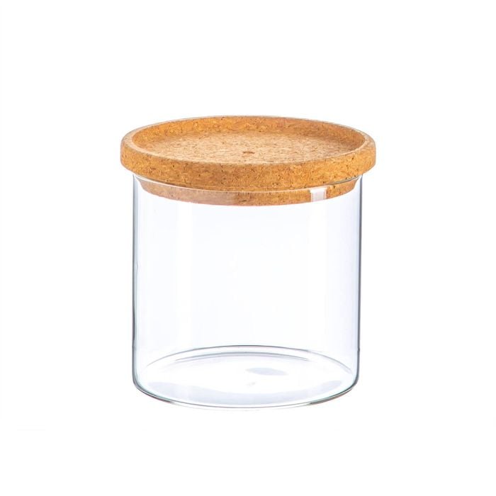 Argon Tableware Glass Storage Jar - Gold Lid - 550ml - Modern Round Scandi Organisation Container Glass Jar
