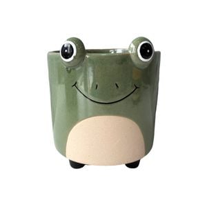 Northcote 13.5 x 14cm Green Frog With Feet Ceramic Indoor Pot