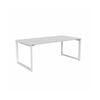 Olg Anvil Single White Frame New Oak Ravine Top Scallop Office Desk L1500mm X W750mm