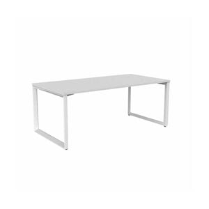 Olg Anvil Single White Frame New Oak Ravine Top Scallop Office Desk L1500mm X W750mm